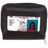 Wallet Accordian Zip Around Black Genuine Leather ID Credit Card Case Holder-Cyberteez