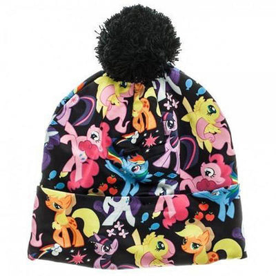 My Little Pony Characters Sublimated Print Pom Pom Fold Cuff Beanie