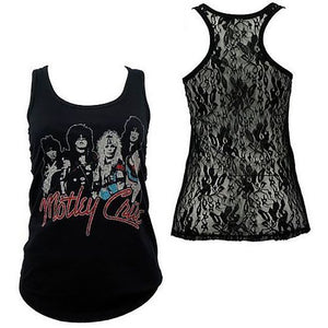 Motley Crue Final Tour Photo Vintage Lace Racerback Women's Tank Top-Cyberteez