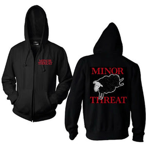 Minor Threat Black Sheep Out Of Step Logo Zip Hoody Sweatshirt-Cyberteez