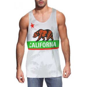 California Golden State Bear Flag Men's Tank Top-Cyberteez