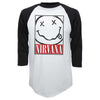 Nirvana Smiley Face Logo Long Sleeve Raglan Baseball Jersey T-Shirt-Cyberteez