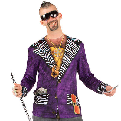 Big Pimpin Pimp Suit Men's Longsleeve Allover Print Costume T-Shirt