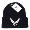 US Air Force Wings Logo Embroidered Navy Blue Fold Cuff Beanie Knit Hat Cap-Cyberteez