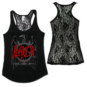 Slayer Eagle Lace Racer Back Women's Tank Top-Cyberteez