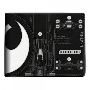 Star Wars Rogue One Rebel U-Wing Split Logo Death Star Black Bi-Fold Wallet-Cyberteez