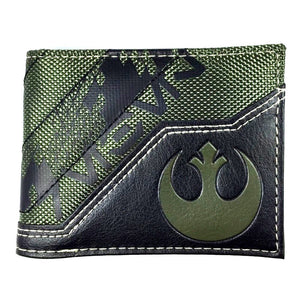 Star Wars Rogue One Rebel Alliance Black/Green Mixed Material Bi-Fold Wallet-Cyberteez
