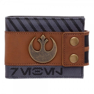 Star Wars Rogue One Rebel Alliance Mixed Material Metal Logo Snap Bi-Fold Wallet-Cyberteez