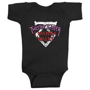 Twisted Sister I Wanna Walk (Rock) Kids Infant Childrens Onesie-Cyberteez