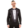 Tuxedo Black Allover Print Men's Longsleeve Retro Prom Wedding Costume T-Shirt-Cyberteez