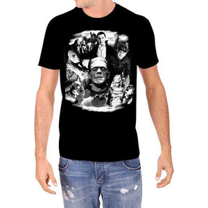 Universal Monsters Collage Frankenstein Karloff Lugosi Dracula T-Shirt-Cyberteez