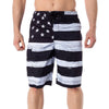 USA American Flag Men's Old Glory BLACK & WHITE Board Shorts-Cyberteez