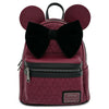 Loungefly Disney Minnie Mouse Maroon Quilted Mini Backpack-Cyberteez