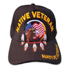 US Military Hat Native American Veteran w/ Eagle Flag Black Adjustable Cap-Cyberteez