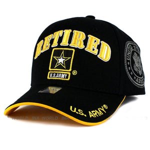 US Army Hat Retired Black Adjustable Cap-Cyberteez