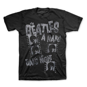 Beatles Hard Days Night Film Strips Distressed Print T-Shirt-Cyberteez
