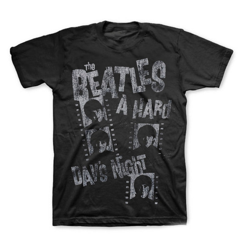 Beatles Hard Days Night Film Strips Distressed Print T-Shirt-Cyberteez