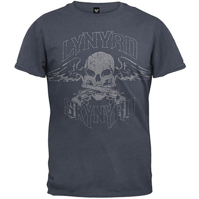 Lynyrd Skynyrd Biker Patch Skull Wings T-Shirt