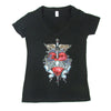 Bon Jovi Heart And Dagger Logo V-Neck Women's T-Shirt-Cyberteez