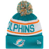 Miami Dolphins NFL New Era Biggest Fan Redux Pom Beanie Knit Hat-Cyberteez
