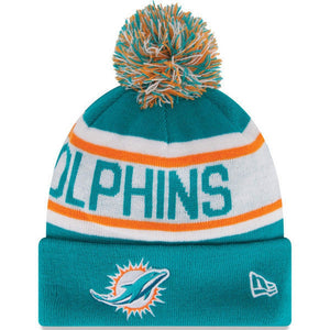 Miami Dolphins NFL New Era Biggest Fan Redux Pom Beanie Knit Hat-Cyberteez