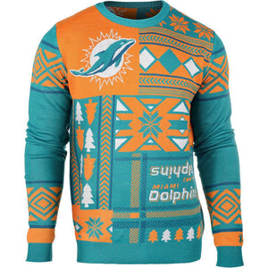 Miami Dolphins NFL Ugly Sweater Patches Crewneck Sweatshirt-Cyberteez