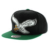 Philadelphia Eagles Throwback Black NFL XL LOGO Mitchell And Ness Snapback Hat-Cyberteez