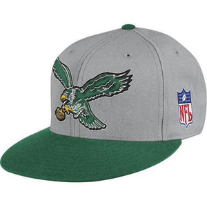 Philadelphia Eagles Throwback Gray NFL XL LOGO Mitchell And Ness Snapback Hat-Cyberteez
