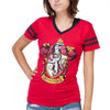 Harry Potter Gryffindor Crest V-Neck Women's Red T-Shirt-Cyberteez