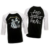 Metallica And Justice For All Raglan 3/4 Sleeve Jersey T-Shirt-Cyberteez