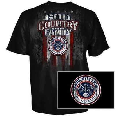 Chris Kyle Frog Foundation Kryptek God Country Family BLACK American Sniper T-Shirt