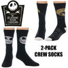 Nightmare Before Christmas Jack Skellington 2-Pack Adult Crew Socks-Cyberteez