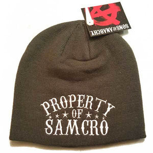 Sons Of Anarchy Property Of SAMCRO GRAY SOA Beanie Knit Cap Hat-Cyberteez