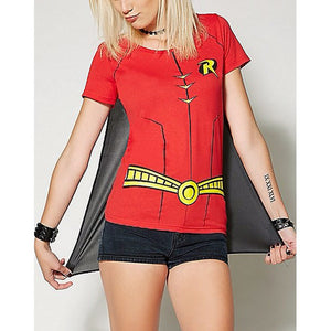 Robin Cape Costume Women's Batman T-Shirt (S-2XL)-Cyberteez