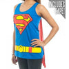 Supergirl Superman Logo Women's Costume With Red Cape Cosplay Tank Top-Cyberteez