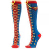 Superman Logo Faux Lace Up Boot Knee High Socks-Cyberteez