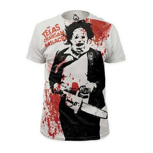 Texas Chainsaw Massacre Leatherface Splatter All Over White T-Shirt-Cyberteez