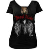 Walking Dead Daryl Dixon Wings Women's Braided V-Neck T-Shirt-Cyberteez