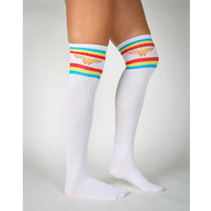 Wonder Woman Striped Over The Knee Long Socks-Cyberteez