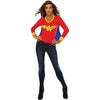 Wonder Woman Logo LONGSLEEVE w/ Cape V-Neck Women's Costume T-Shirt-Cyberteez